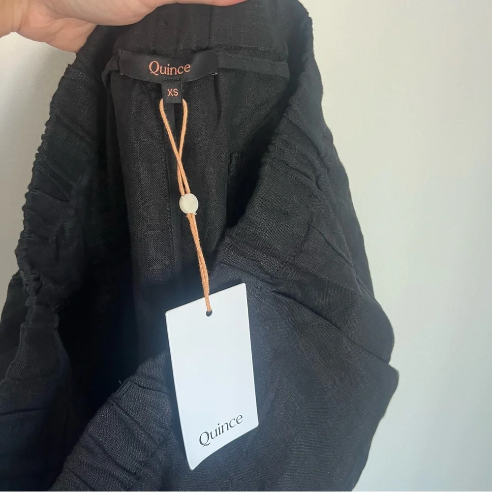 NWOT Quince European Linen Black Pants Women's Size XS